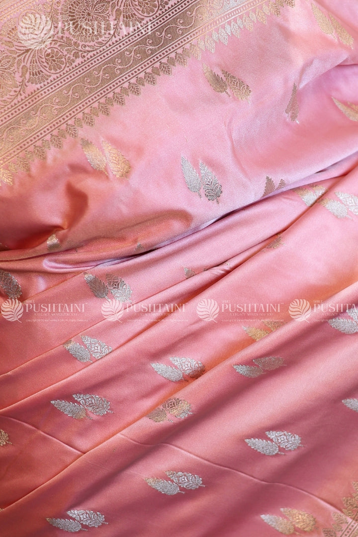 Pink Banarasi Mashru Silk Saree
