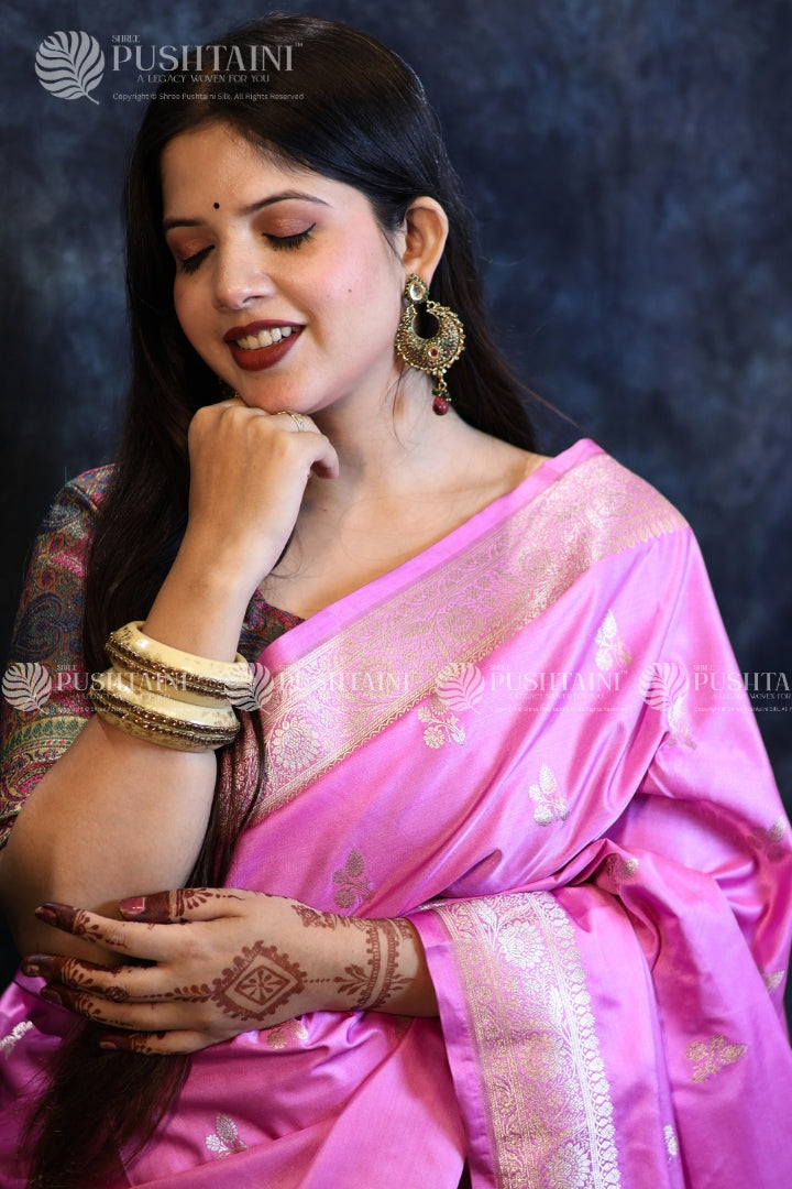 Purple Banarasi Mashru Silk Saree