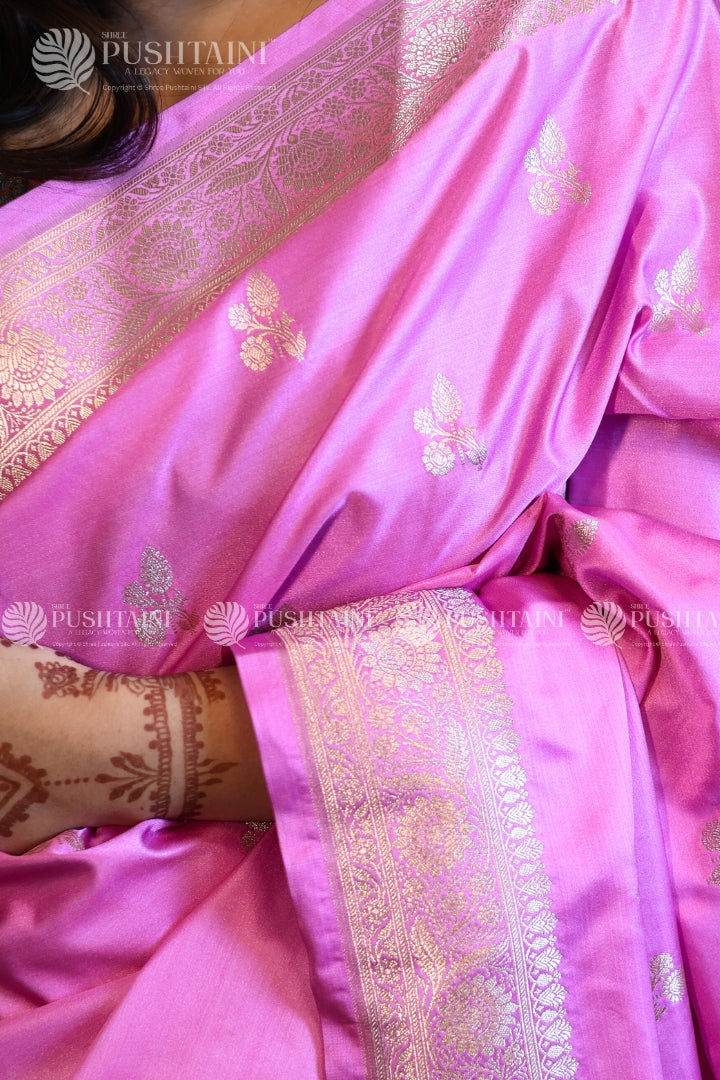 Purple Banarasi Mashru Silk Saree