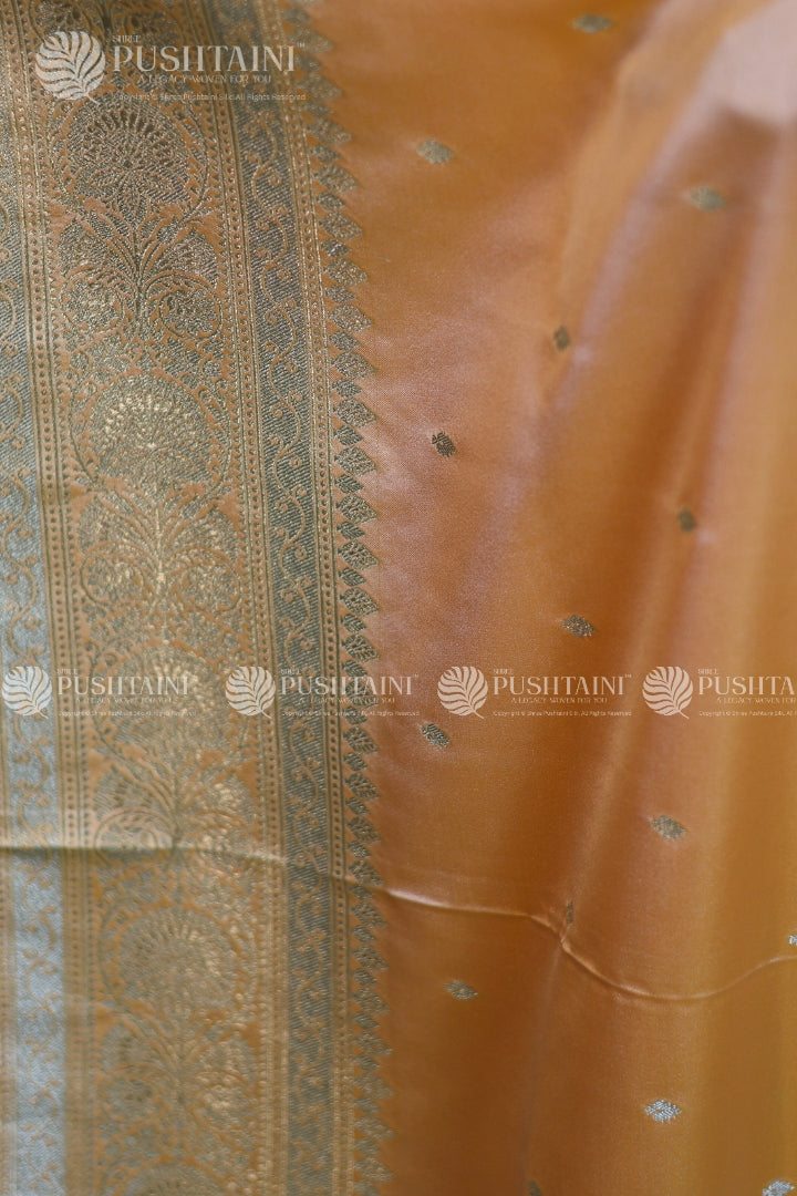 Golden Banarasi Mashru Silk Saree