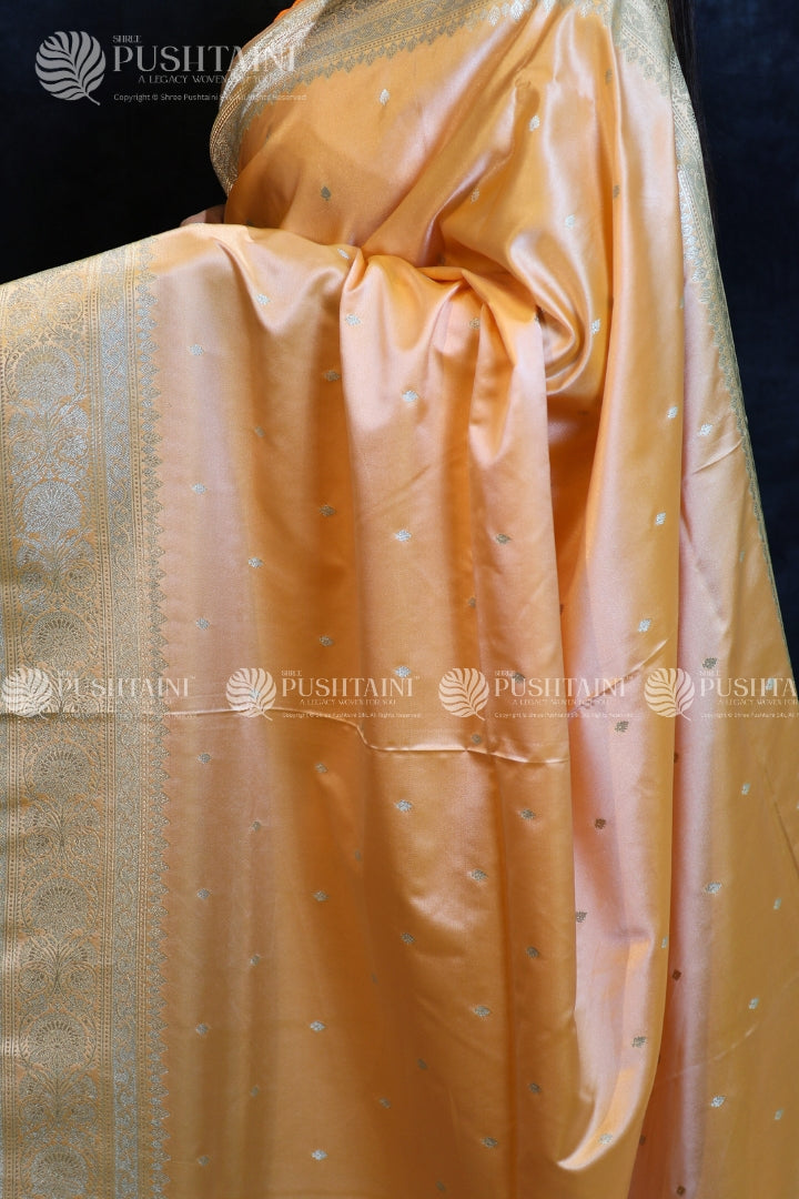 Golden Banarasi Mashru Silk Saree