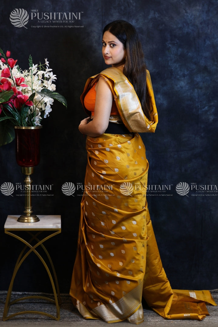 Gold Banarasi Mashru Silk Saree