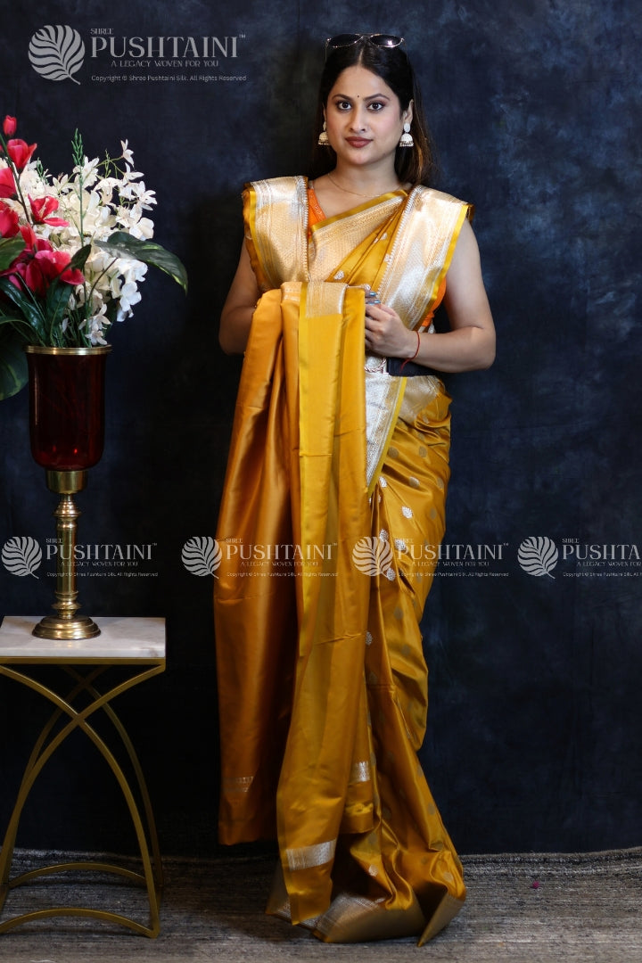 Gold Banarasi Mashru Silk Saree