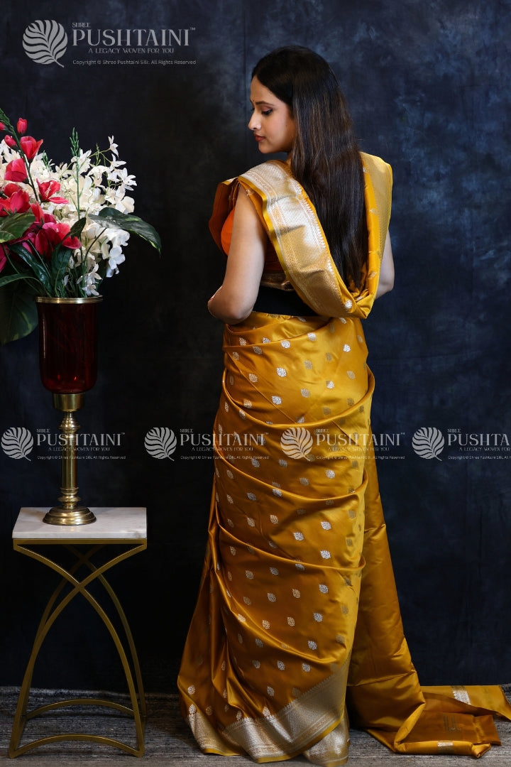 Gold Banarasi Mashru Silk Saree