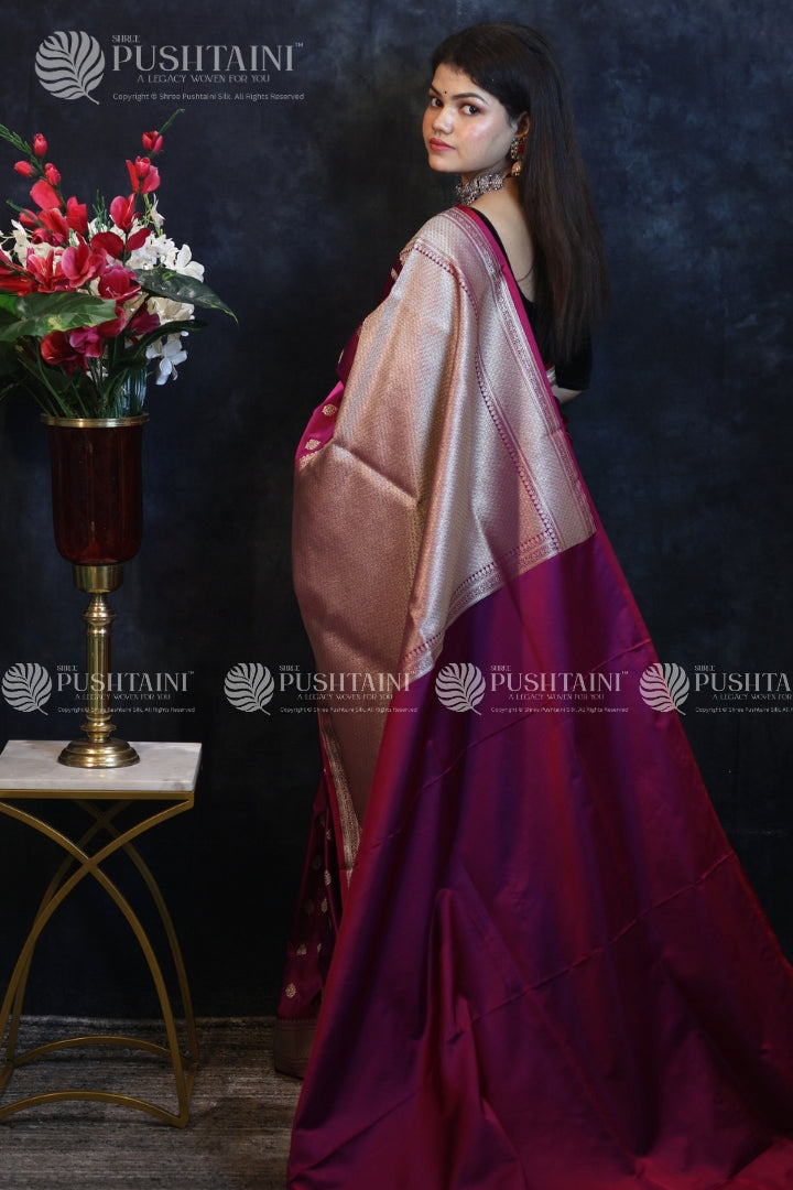 Purple Banarasi Mashru Silk Saree