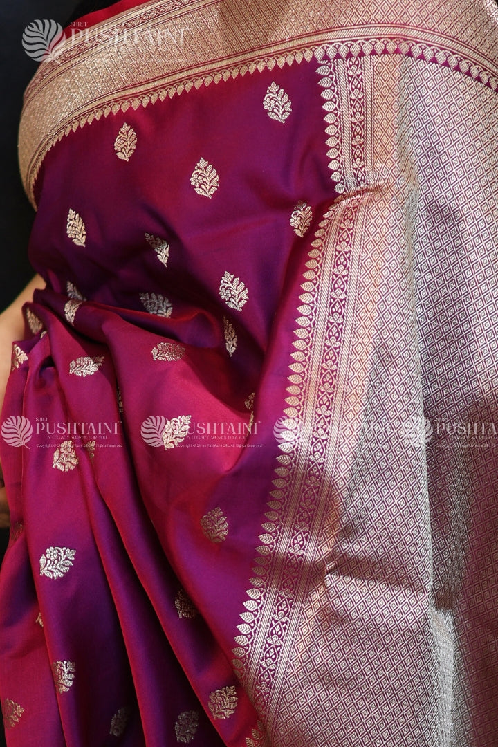 Purple Banarasi Mashru Silk Saree