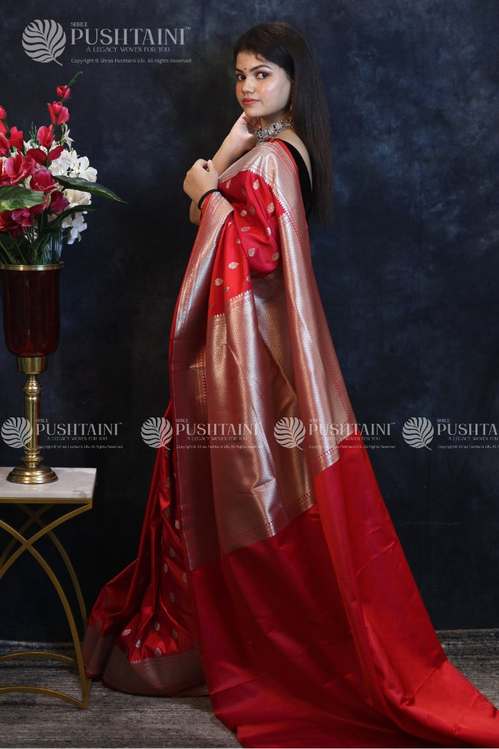 Red Colour Banarasi Mashru Silk Saree