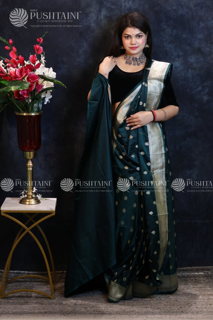 Rama Colour Banarasi Mashru Silk Saree