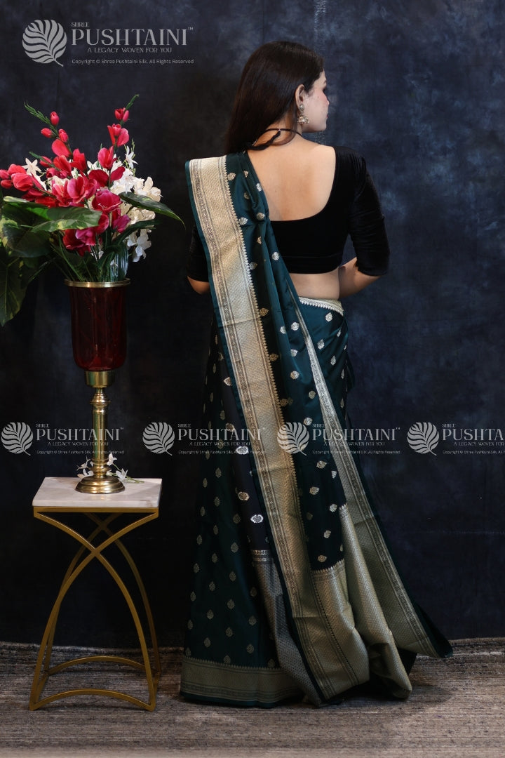 Rama Colour Banarasi Mashru Silk Saree