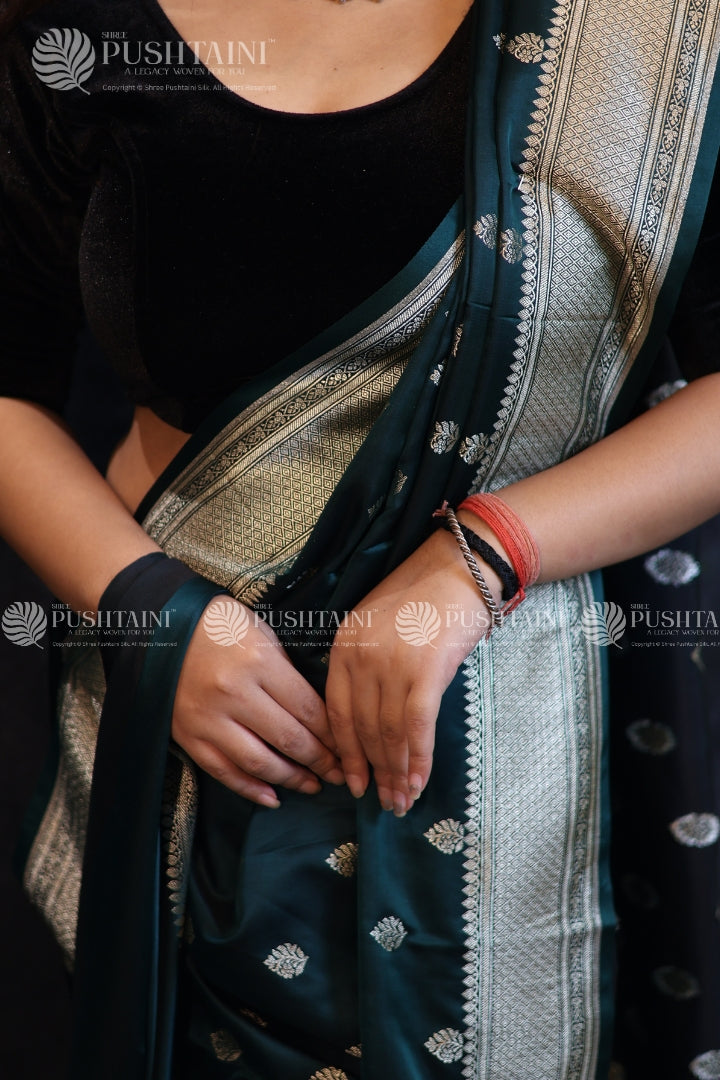 Rama Colour Banarasi Mashru Silk Saree