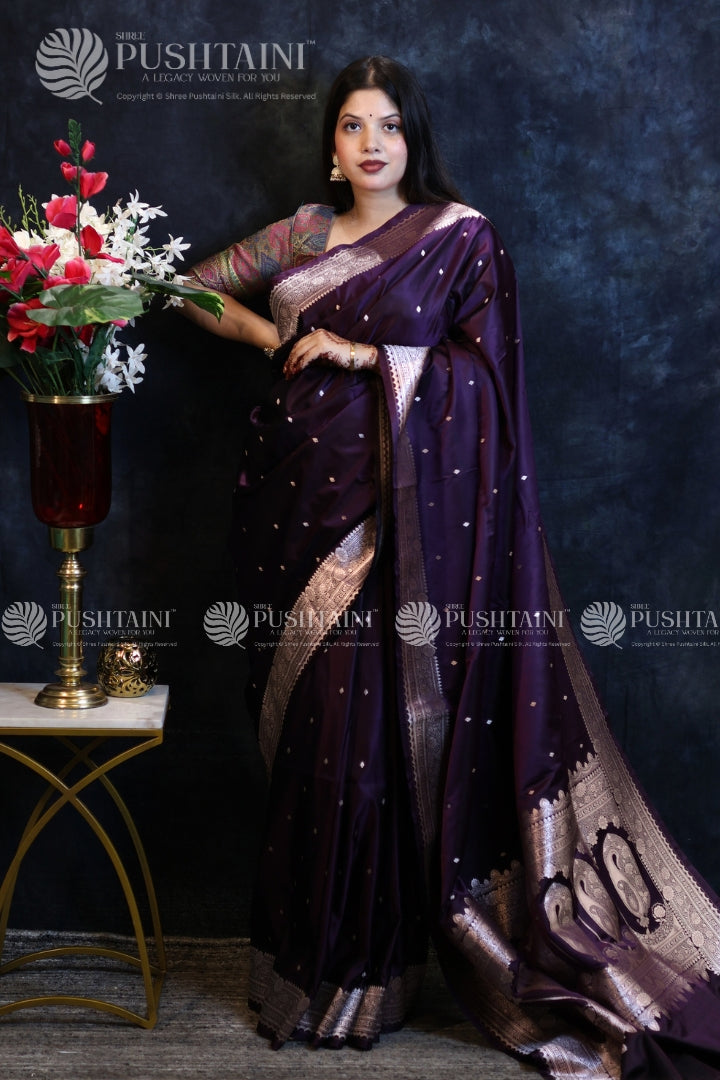 Banarasi Mashru Silk Purple Saree