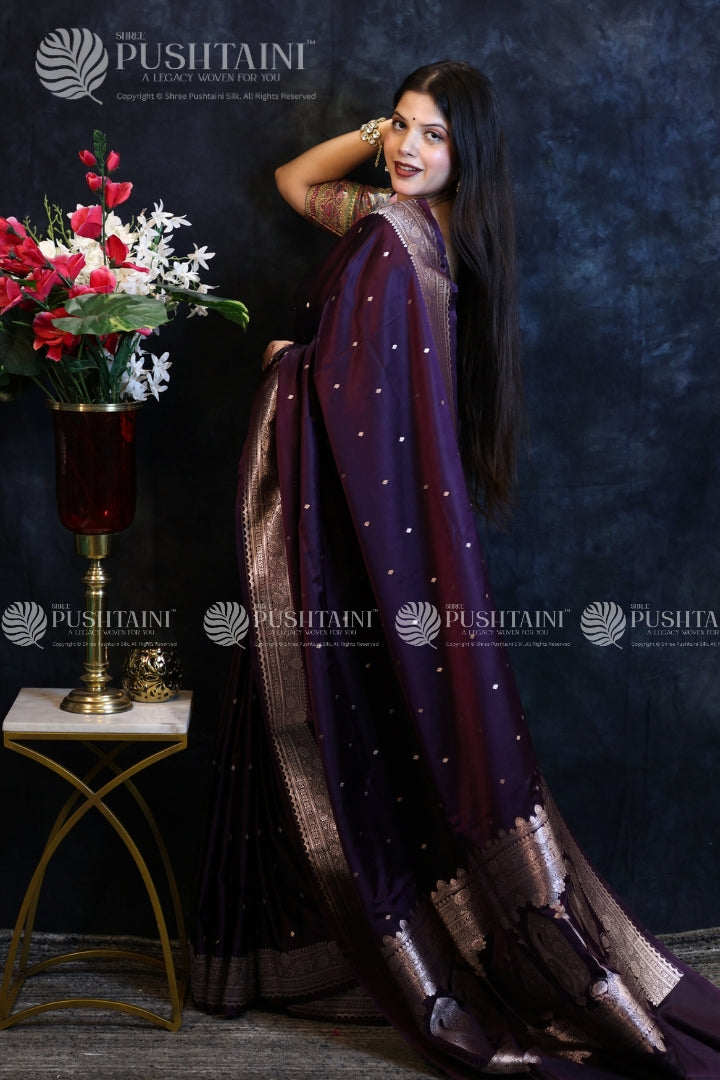 Banarasi Mashru Silk Purple Saree