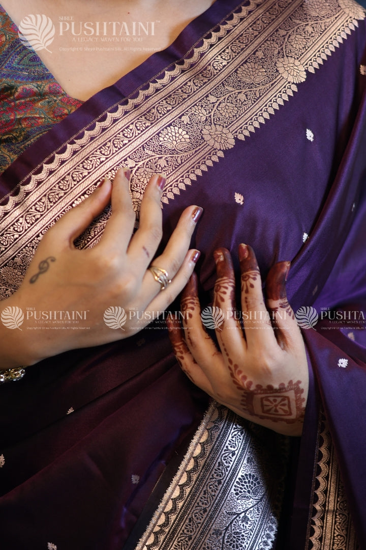 Banarasi Mashru Silk Purple Saree