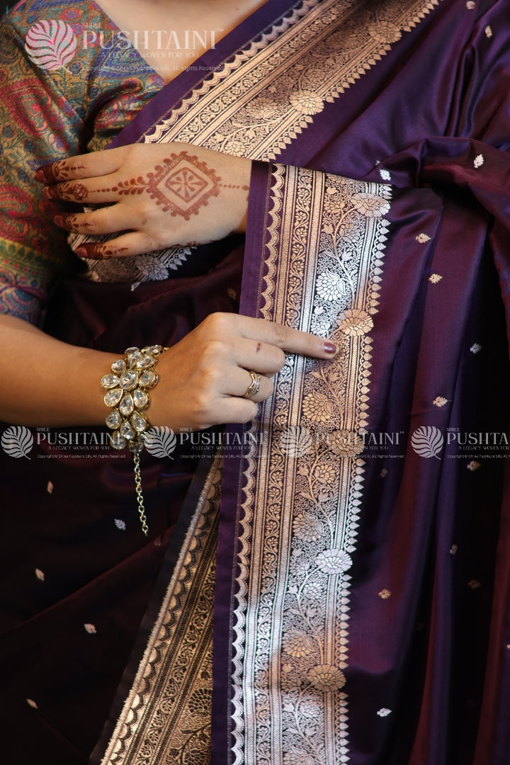 Banarasi Mashru Silk Purple Saree