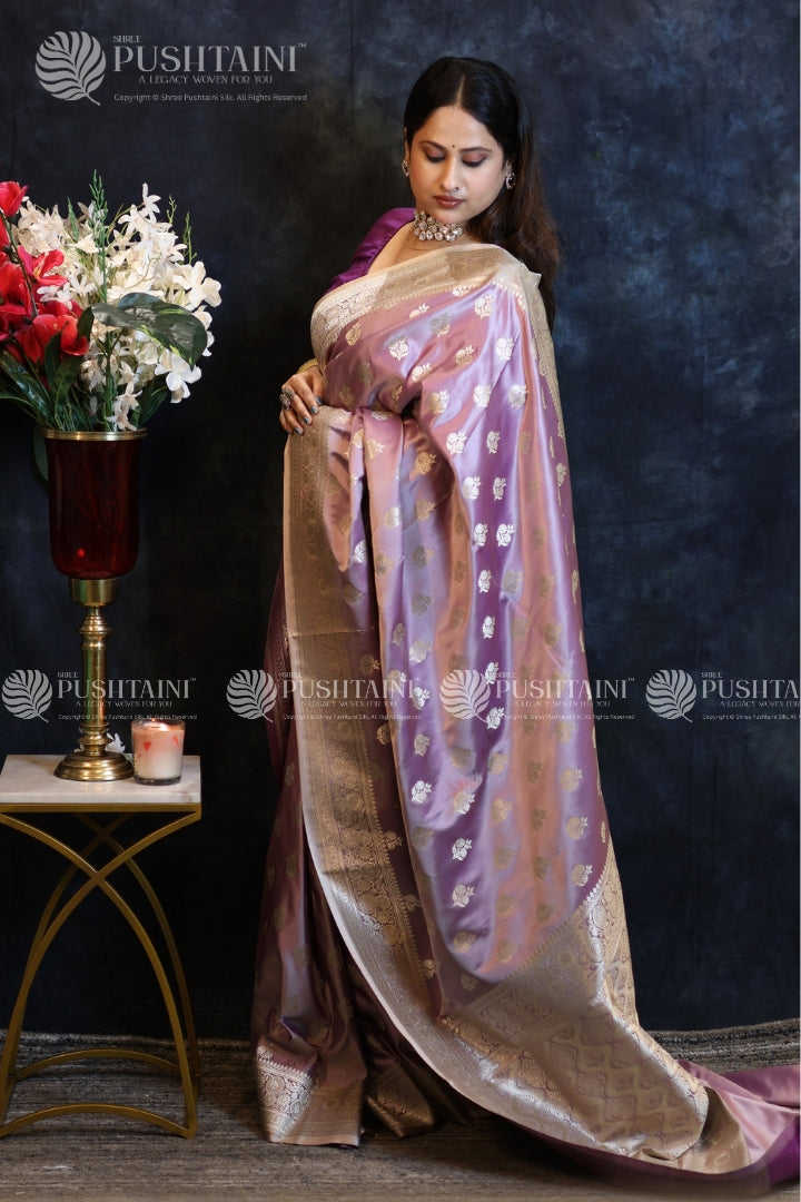 Banarasi Mashru Silk Purple Colour Saree