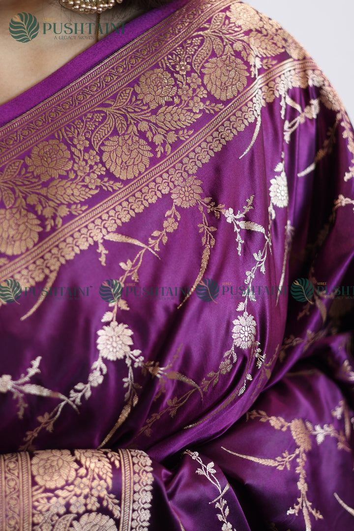 Banarasi Mashru Silk Purple Colour Jaal Work Saree