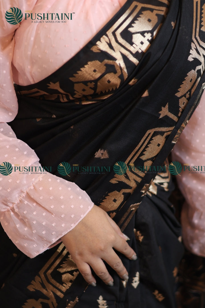 Black Cotton Silk Fancy Saree