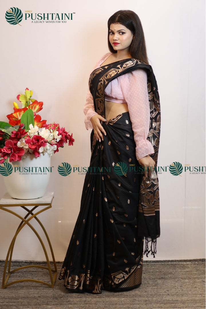 Black Cotton Silk Fancy Saree