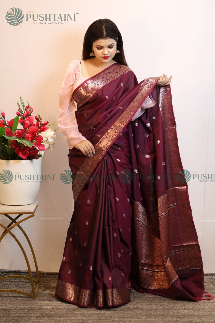 Magenta Fancy Silk Saree