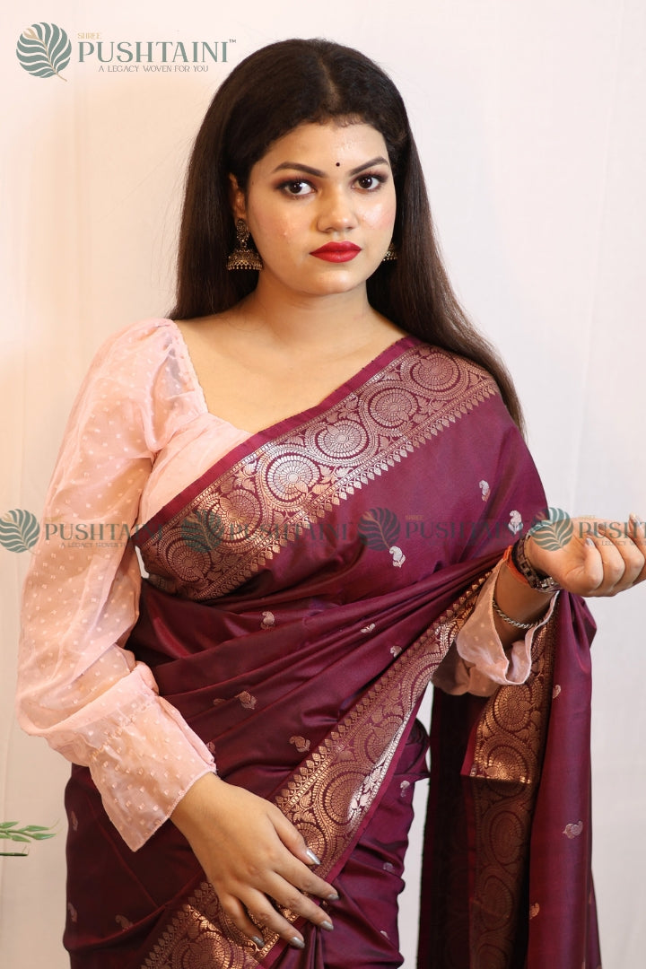 Magenta Fancy Silk Saree