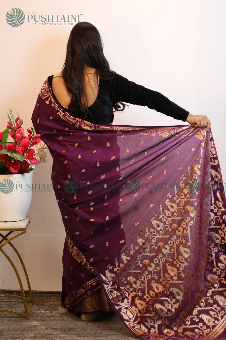 Purple Cotton Silk Fancy Saree