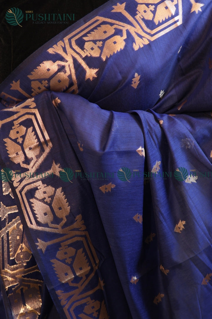 Navy Blue Cotton Silk Fancy Saree