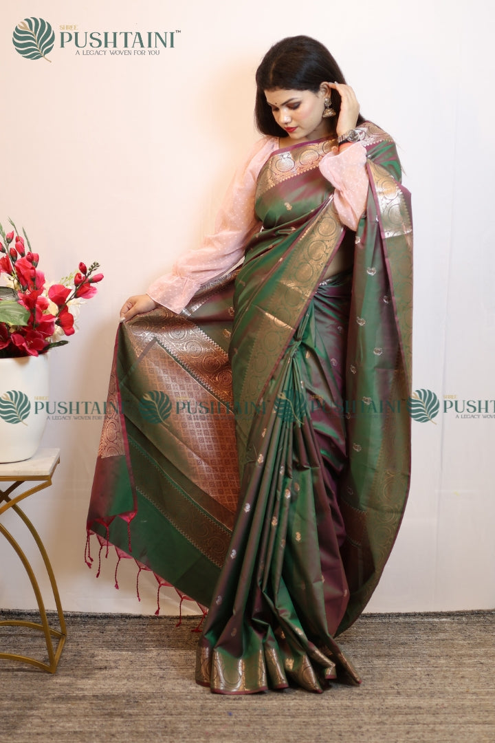 Olive Green Art Silk Fancy Saree