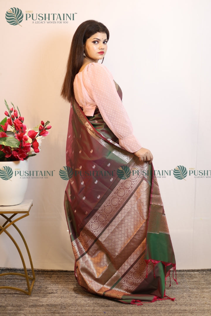Olive Green Art Silk Fancy Saree
