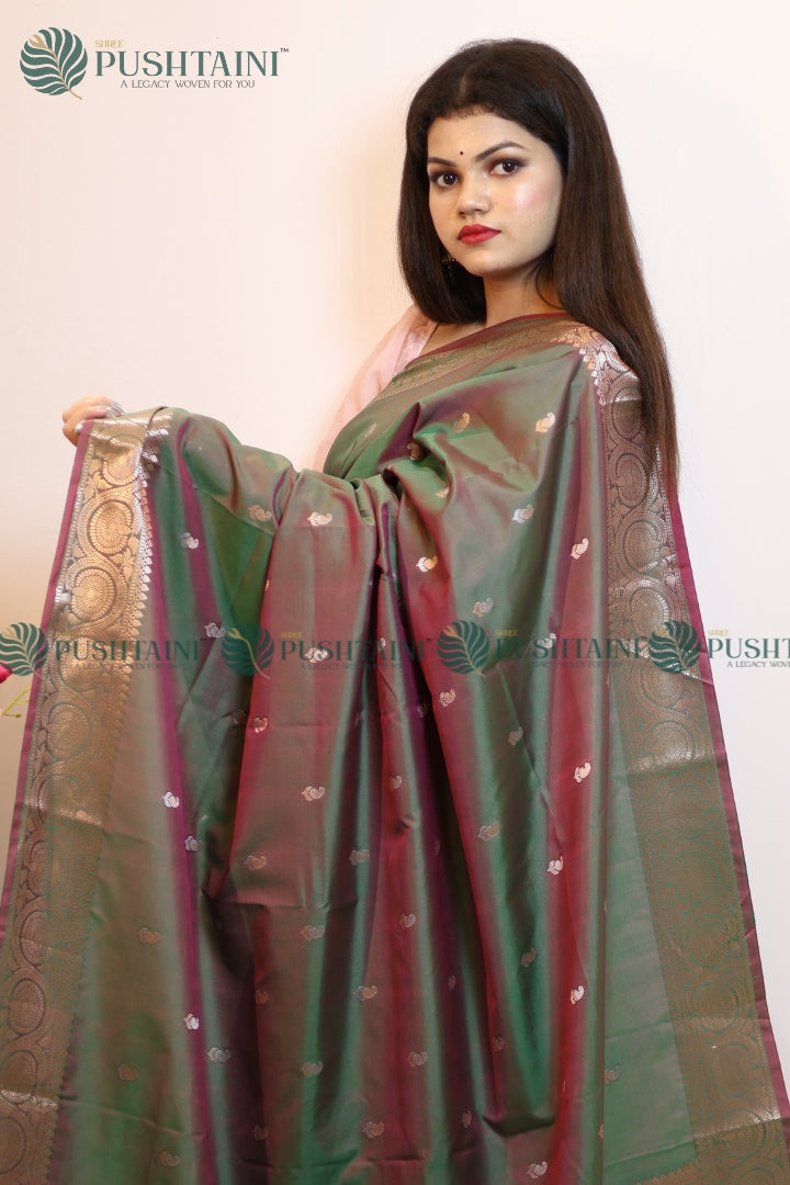 Olive Green Art Silk Fancy Saree