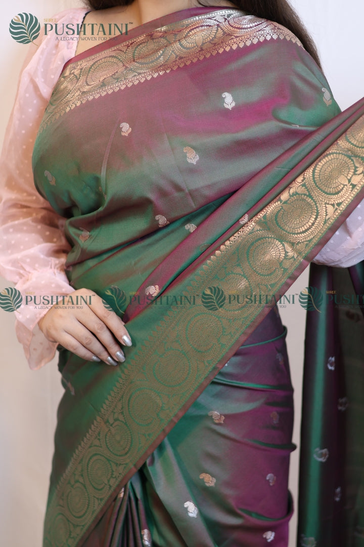 Olive Green Art Silk Fancy Saree