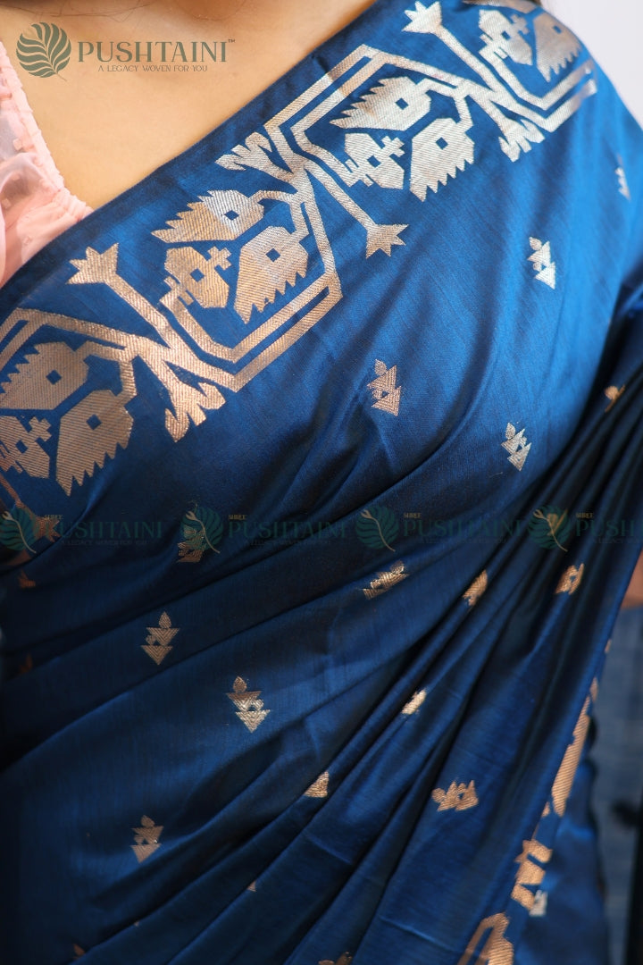 Blue Colour Cotton Silk Fancy Saree