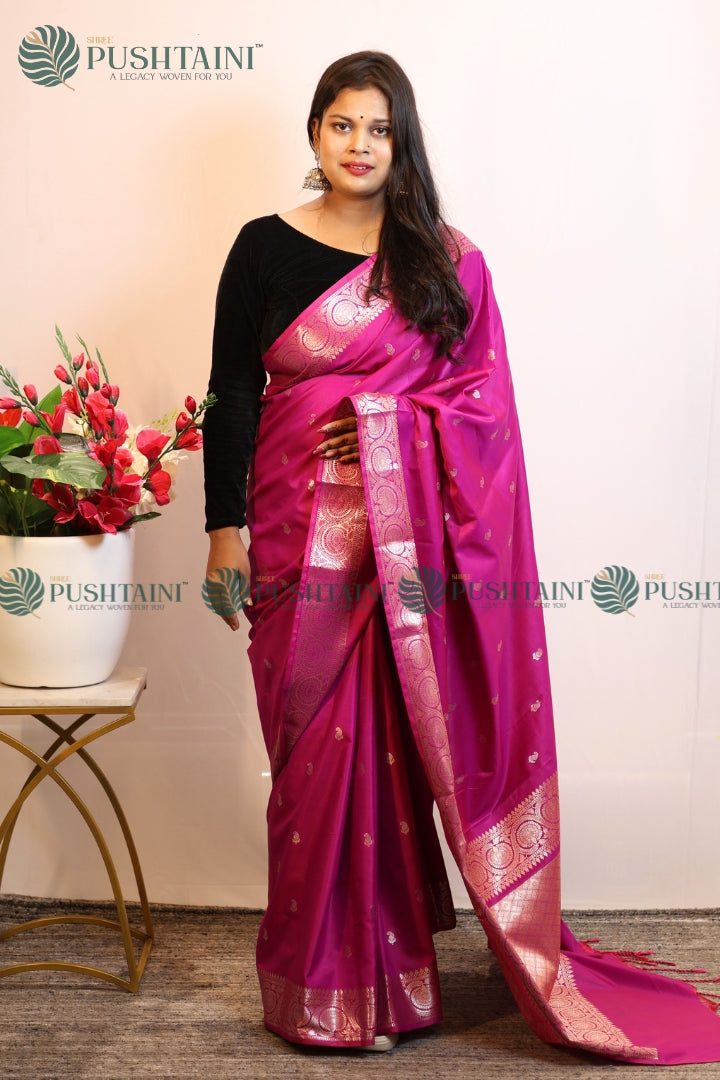 Rani Pink Art Silk Fancy Saree