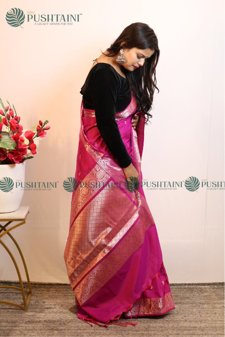Rani Pink Art Silk Fancy Saree