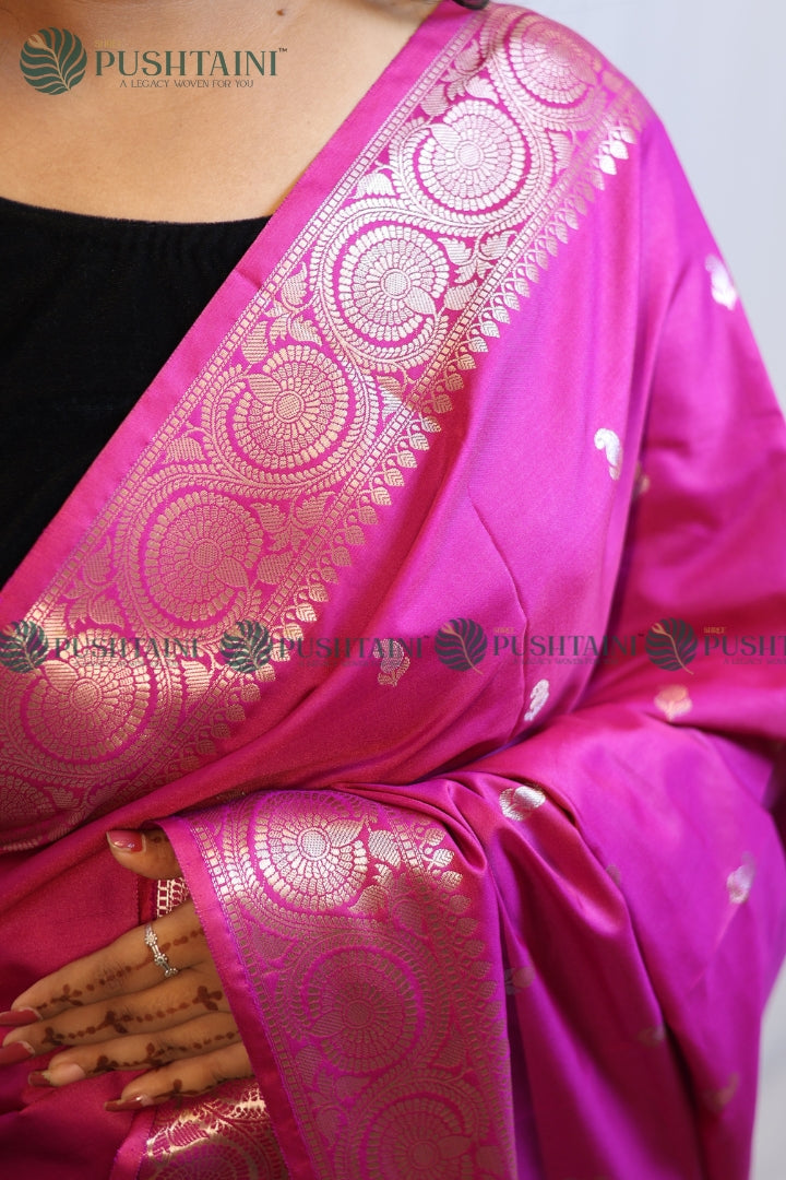 Rani Pink Art Silk Fancy Saree