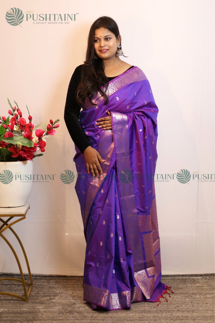 Vibrant Purple Art Silk Fancy Saree