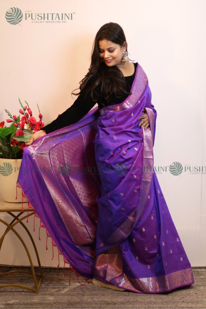 Vibrant Purple Art Silk Fancy Saree
