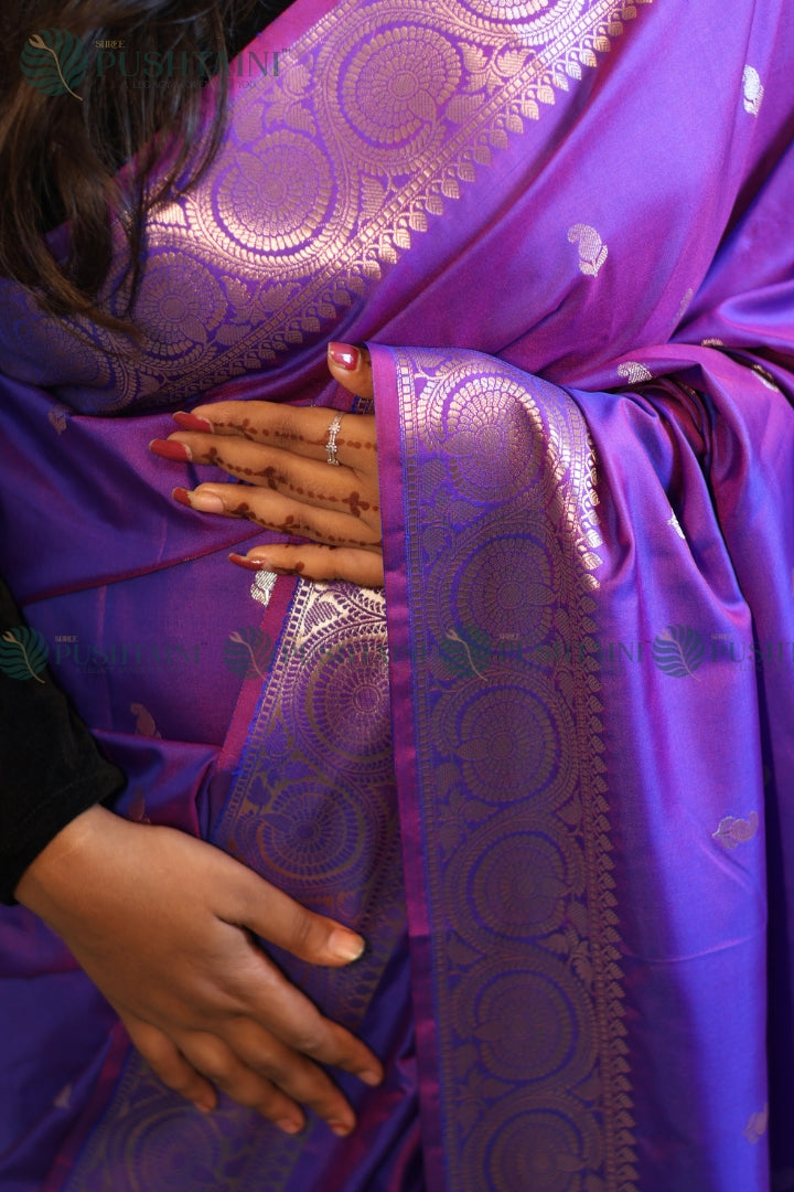 Vibrant Purple Art Silk Fancy Saree