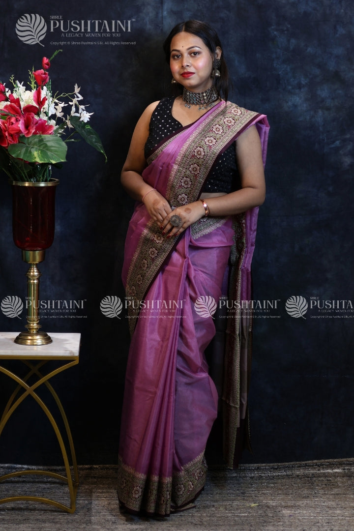 Magenta Colour Warm Silk Anchal Border Saree