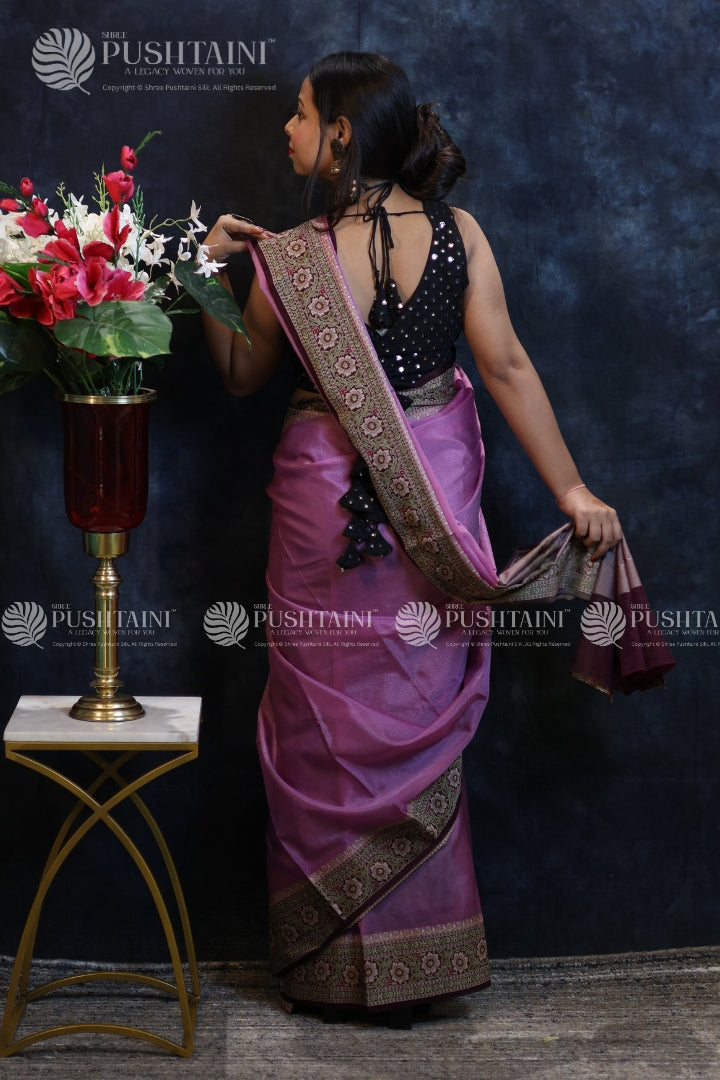 Magenta Colour Warm Silk Anchal Border Saree