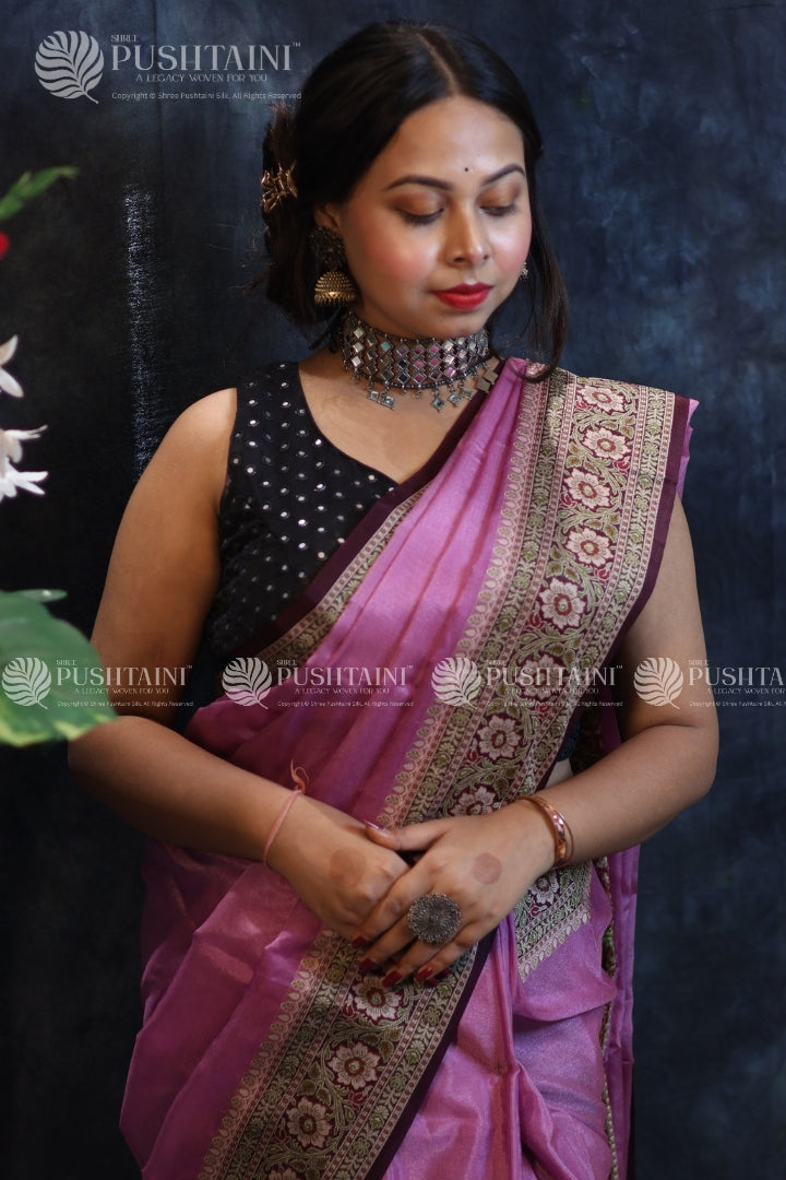 Magenta Colour Warm Silk Anchal Border Saree